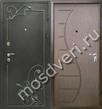 Металлическая дверь с ковкой с порошком и МДФ - купить от производителя Мосдвери Металлическая дверь с ковкой с порошком и МДФ