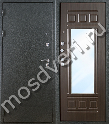 Входная дверь черная с порошковым напылением с зеркалом ВДЗ-828 - купить от производителя Мосдвери Входная дверь черная с порошковым напылением с зеркалом ВДЗ-828